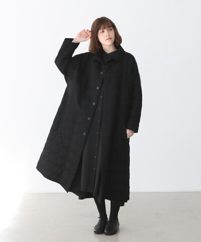 Mochi｜ stand fall collar coat [quilted]