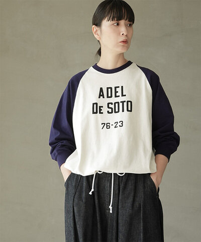 BLUE LAKE MARKET|バイカラーラグランプリントプルオーバー レディース トップス プルオーバー Tシャツ b-512021