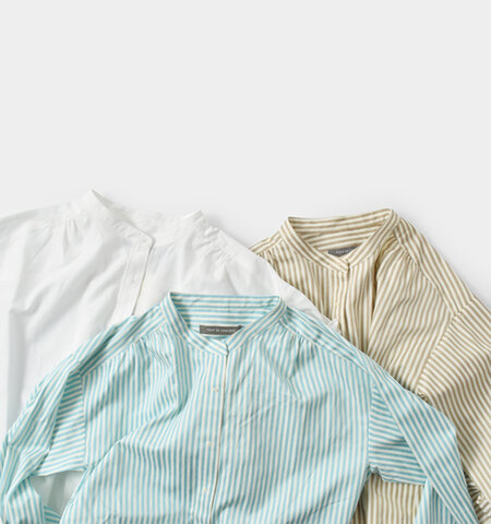 PONT DE CHALONS|刺繍釦 バンドカラー シャツ 22510511-tr