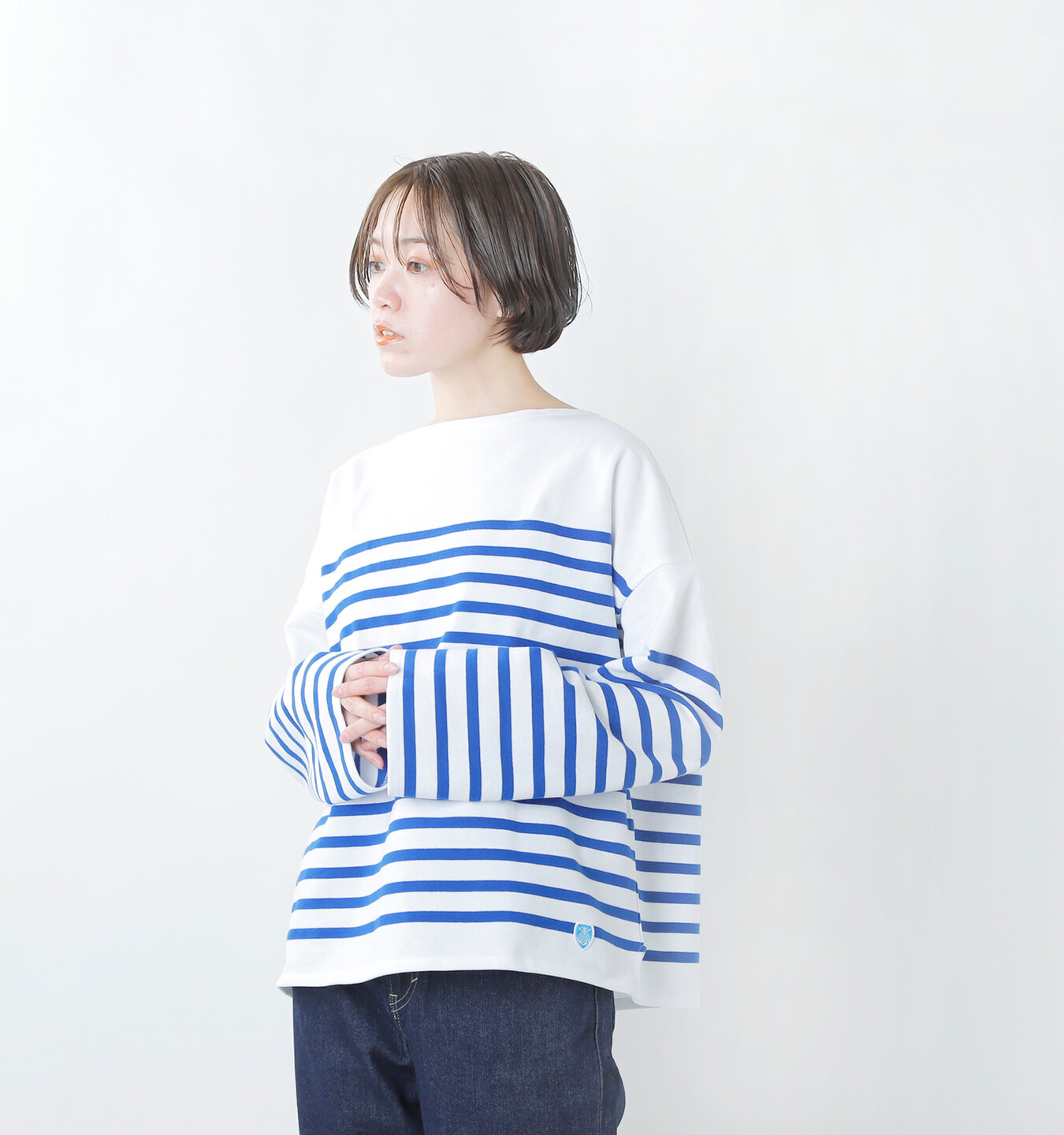 Wood Wood Long sleeved blue off top メンズ bright white