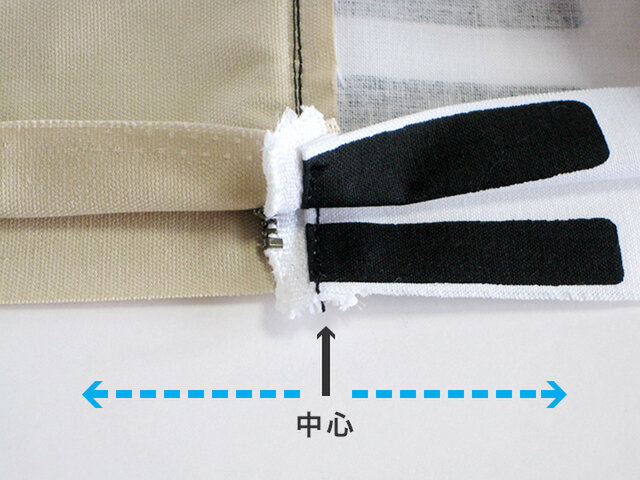 （8-2）
★ポイント
両脇は、ファスナー部分の中心を合わせ、中心部分から底側に向けて縫います。
※この時、金具部分に針が当たらないように気をつけましょう。