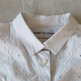 STAMP AND DIARY｜60コットンローン刺繍ノーザンライツ シャツカラービッグシャツ