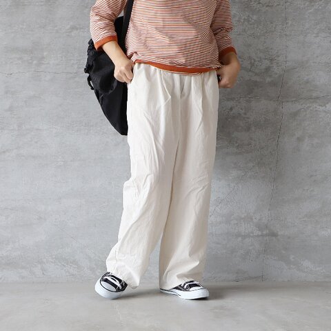 sabbatum|ブロード ウエストタックストレートパンツ