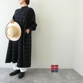ichi|ネル起毛チェックサイドギャザーワンピース(260419)イチ