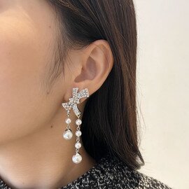 IRIS47｜bow pearl earring　イヤリング　リボンモチーフ　パール　