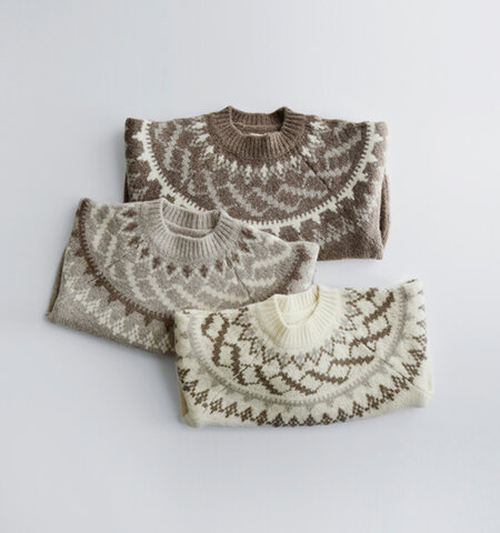 UNDYED|ペルーハイランドウール クルーネック ノルディック ニット プルオーバー “NORDIC KNIT CREW” 25f209