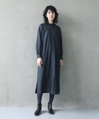 Mochi｜tuck shirt dress [dark moss grey]