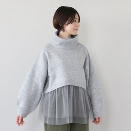 YURK geniet van|チュール切替えのオフタートルニット