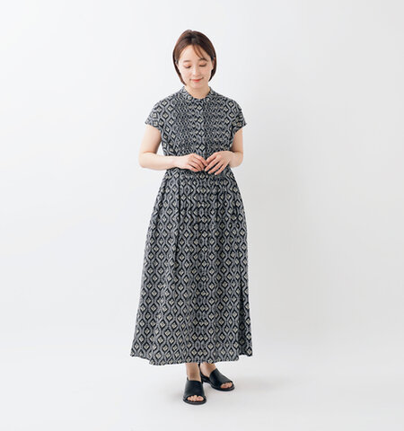 sosotto|コットン ツタ柄 細ピンタック ウエスト ドロスト フレンチ ワンピース 42532118-yo