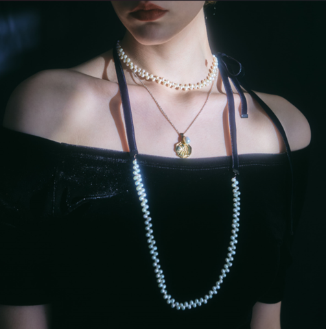 IRIS47|heather tie necklace ネックレス パール ベロアリボン IRIS47|heather tie necklace ネックレス パール ベロアリボン