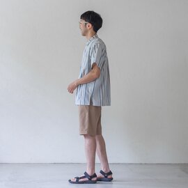 sisam｜ユニセックス　OCハンドプリントストライプシャツ【オーガニックコットン】