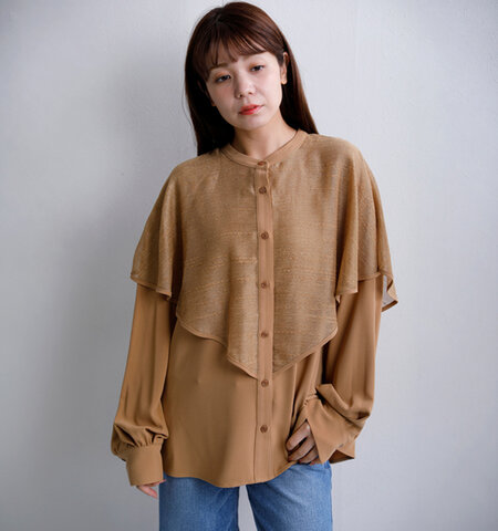 CYAN TOKYO|ラメ メッシュ ケープレイヤー シャツ 604500