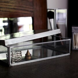 PUEBCO｜GLASS BOX WITH RECYCLE STEEL LID【Cotton Swab】/ガラスケース