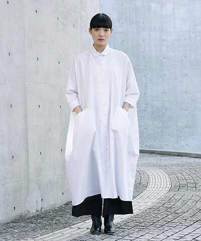 Mochi｜supima cotton long shirt dress(white/・1)