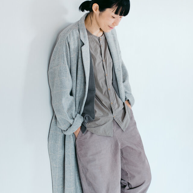 MUYA｜Livery coat tailored collar リバリーコート/テーラードカラー/Light Gray Cheak  MUYA(ムヤ) キナリノモール
