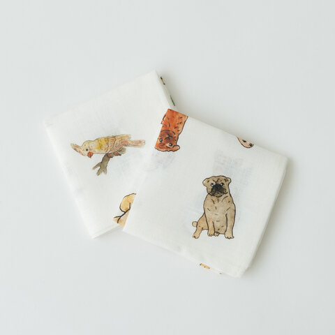 fog linen work|isabelle boinot ハンカチ(鳥たち・犬たち)