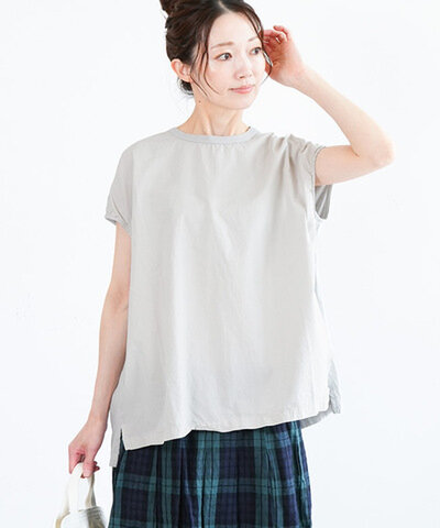 prit|【30%OFF】30/1ハイゲージ天竺×80/1タイプライター 切替スリーブレスプルオーバー P92544