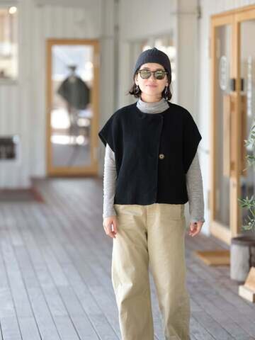 宝島染工|和紙ニットダブルベスト
