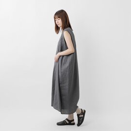 SI-HIRAI｜フレンチリネン キャンバス Iライン ドレープ ドレス ワンピース chss24-4915fl-mn