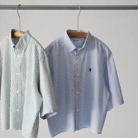 Gymphlex|ボタンダウン 半袖シャツ ストライプ ショート丈 GY-B0367MTS GY-B0367CBK ジムフレックス