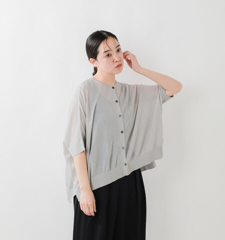 mizuiro ind|ハイゲージ クルーネック ワイド カーディガン 1-220052-kr