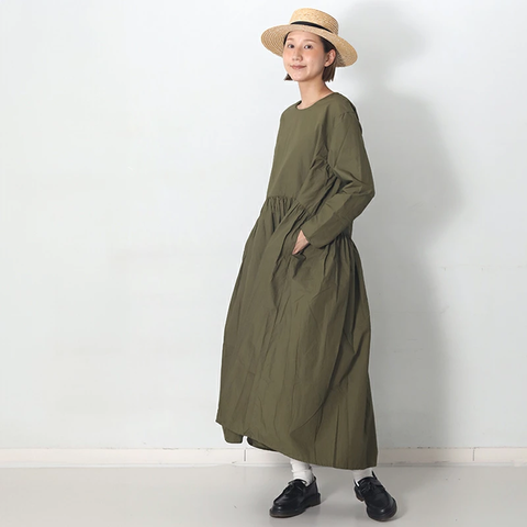 ichi Antiquités|ふんわりキャザーが大人可愛い タイプライタードレス kurashisha