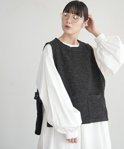 Brocante|オリジナルツイード ポッシュブトンジレ トップス ベスト レディース 38-280z