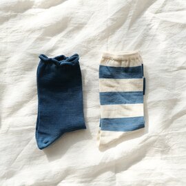 ORGANIC GARDEN｜天然本藍染めのプレーンボーダーソックス　【靴下 ソックス】