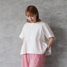 ichi Antiquités|コットンリネンボタン半袖シャツ