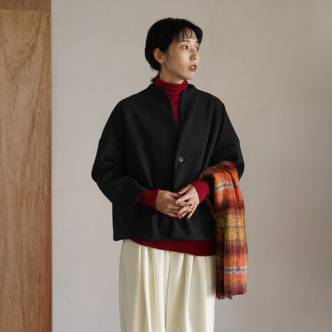 NARU|ライトメルトン ノッチジャケット ノーカラー アウター 665901 ナル