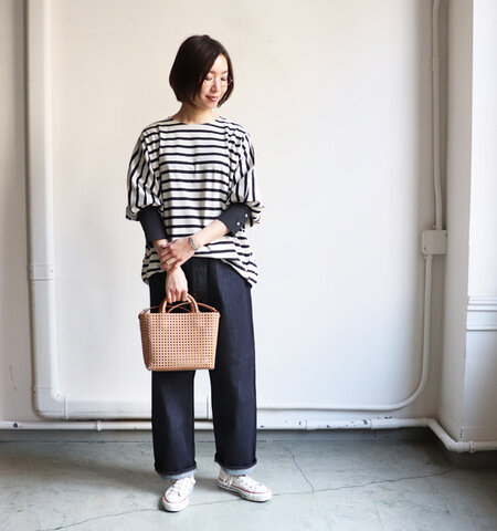 mizuiro ind|ボーダーコクーンプルオーバー