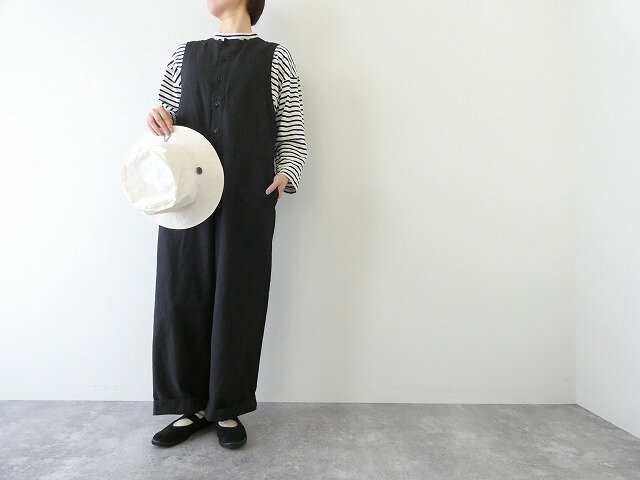 prit|コットンリネンライトバックサテンオールインワン(71603)