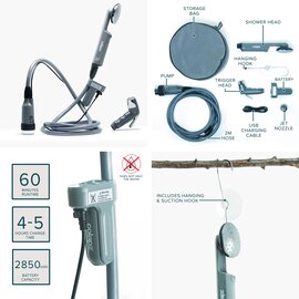 COLAPZ｜12v Portable Rechargeable Travel Shower 3in1 (USB充電式ポータブルシャワー)