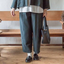 sisam|どんなトップスにも相性抜群のすっきりボトムス【コットン】【テーパード】【天然素材】 / アヤオリサイドタックスッキリパンツ