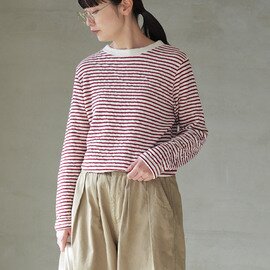 prit|1/25ウール綿接結ボーダー クルーネックプルオーバー p90657