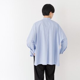 STAMP AND DIARY｜コットンギザストライプ スタンドカラーワイドシャツ