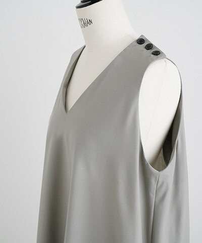 Mochi｜v-neck dress [mo-op-02/green grey]