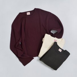 Healthknit|コットン サーマル キングラッセル ハニカム クロップド クルーネック 長袖Tシャツ 52038