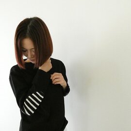SAINT JAMES|ひじパッチボーダーカットソー NOIR//NOIR/ECRU(13JC OUE.R COU.R)