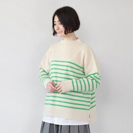 blue willow|ウールミックスの ボーダーボトルネックニット