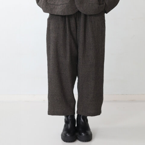 ichi Antiquités|ウール素材のチドリ柄ワイドパンツ ウールガーゼ ハウンドトゥースパンツ kurashisha