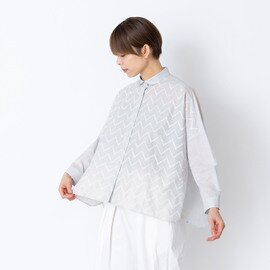 STAMP AND DIARY｜刺繍"vuori" 60コットンローン ラウンドカラービッグシャツ