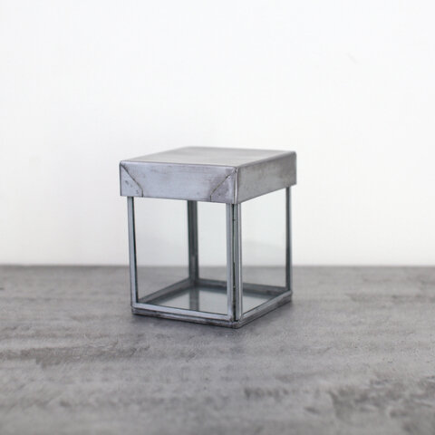 PUEBCO｜GLASS BOX WITH RECYCLE STEEL LID【Cotton Swab】