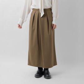 assiette|バージンウール ストレッチサキソニー アシンメトリータック ロング スカート a26-15396-54