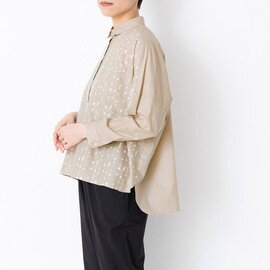 STAMP AND DIARY｜刺繍"pudota" 60コットンローン シャツカラービッグシャツ