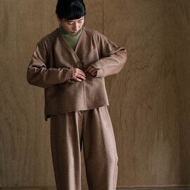 hatsutoki｜【2023AW新作】noil ノーカラージャケット(モカ)|シルク|セットアップ
