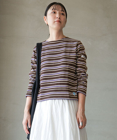 ORCIVAL|COTTON LOURD コットンロード クルーネック長袖プルオーバー カットソー マルチボーダー Tシャツ 長袖 b611-a