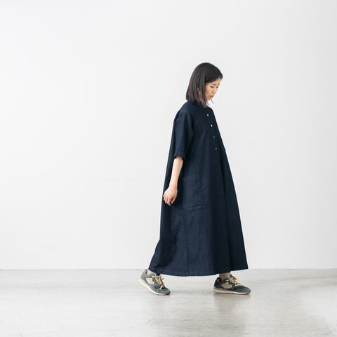 LIVING BASIC|5分袖 Aラインシャツワンピース ポケット しわになりにくい 母の日 ギフト お出かけ 旅行