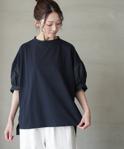 sabbatum|【30%OFF】バイファブリックバルーンスリーブプルオーバー レディース カットソー トップス sa-35115