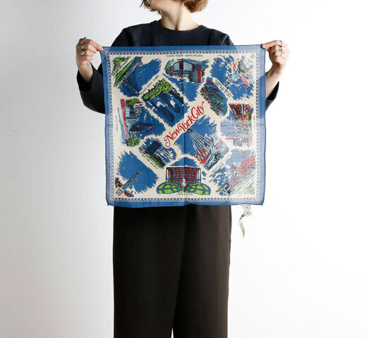 BINDU|BINDU ビンドゥー BBB1312-NY3 マッププリント バンダナ NEWYORK NATURAL